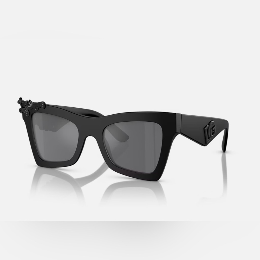 Dolce & Gabbana Black DG floral logo Sunglasses NEW DG4434 2525 51